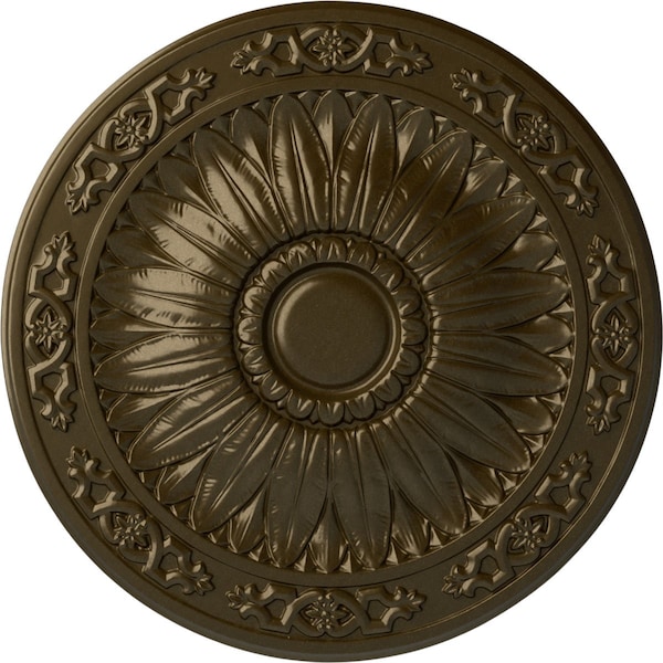 Ekena Millwork Lunel Ceiling Medallion (Fits Canopies up to 3 3/4"), Hand-Painted Brass, 20 1/4"OD x 1 1/2"P CM20LUBRS - main